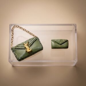 Sac & pochette YSL – Vert olive | Pièce unique 1/1